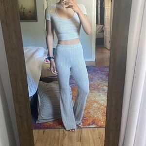 Two Piece Knit Cropped Pant Set